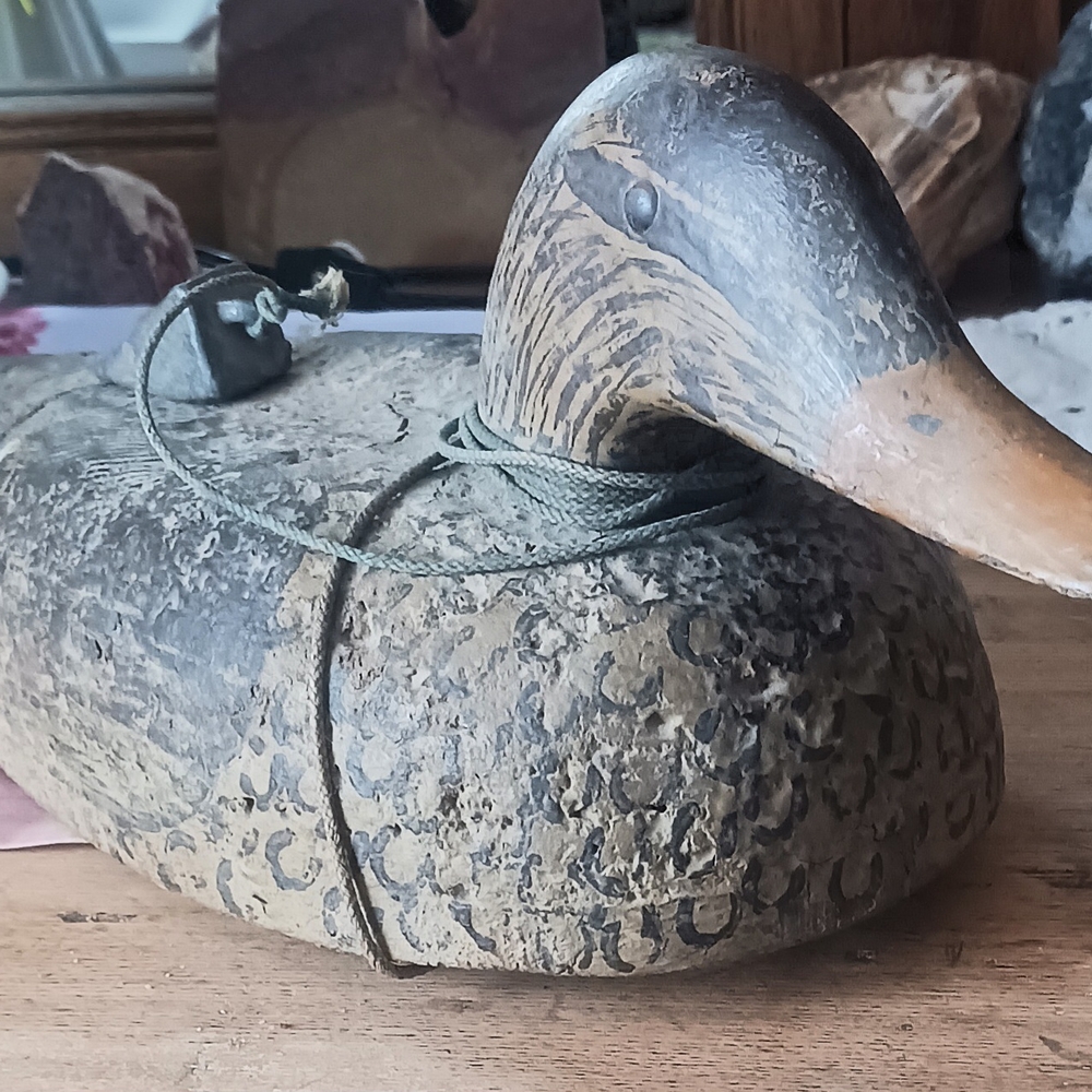 Handcrafted Wooden Duck Sculpture
